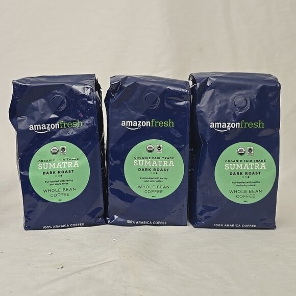3 PACK 12oz Sumatra Whole Bean Coffee Sustainable Dark Roast for Coffee Lovers - Picture 1 of 5